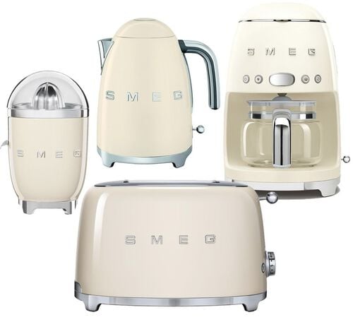 Set Petit-D&eacute;jeuner (Toaster - Cafeti&egrave;re filtre - Presse Agrumes - Bouilloire) Cr&egrave;me - SMEG