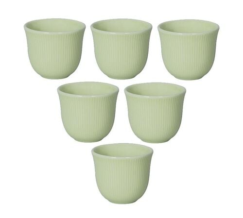 6 Tasses &agrave; caf&eacute; emboss&eacute;es 80 ml vert - LOVERAMICS