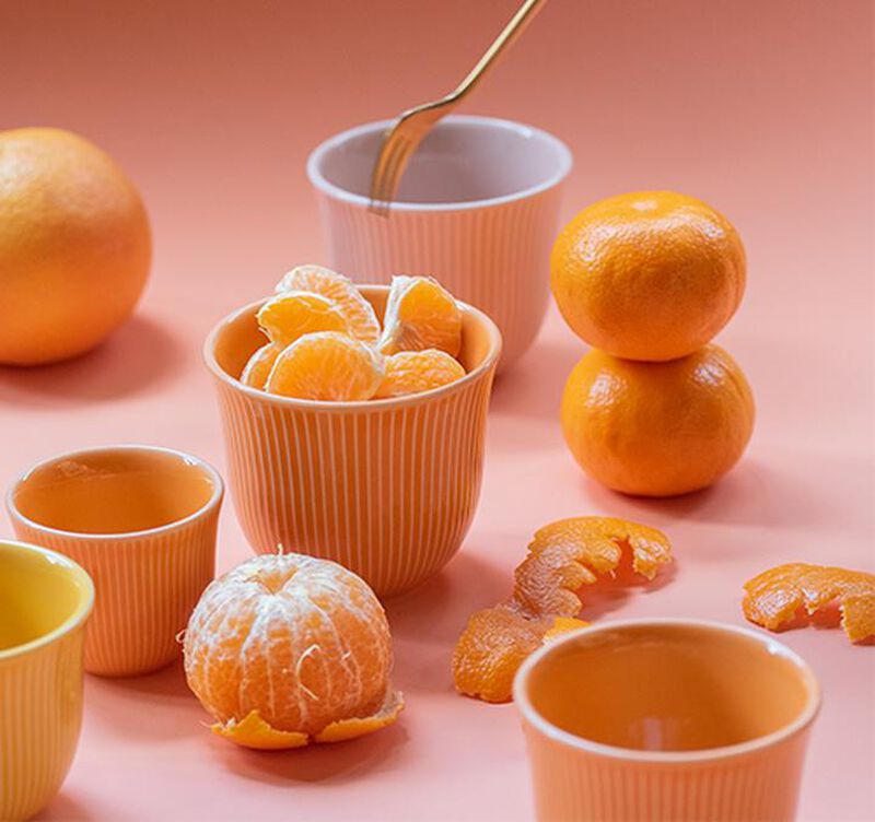 6 Tasses &agrave; caf&eacute; emboss&eacute;es 150 ml orange - LOVERAMICS image number 1