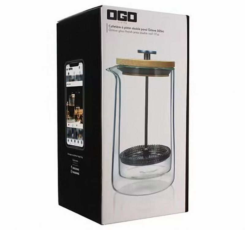 Cafeti&egrave;re &agrave; piston Octave double paroi - 4 tasses/ 50 cl - OGO LIVING image number 4