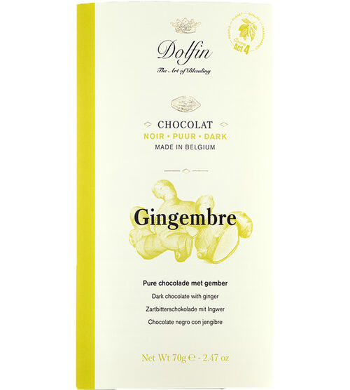 Dolfin Dark Chocolate Bar with Ginger - 70g