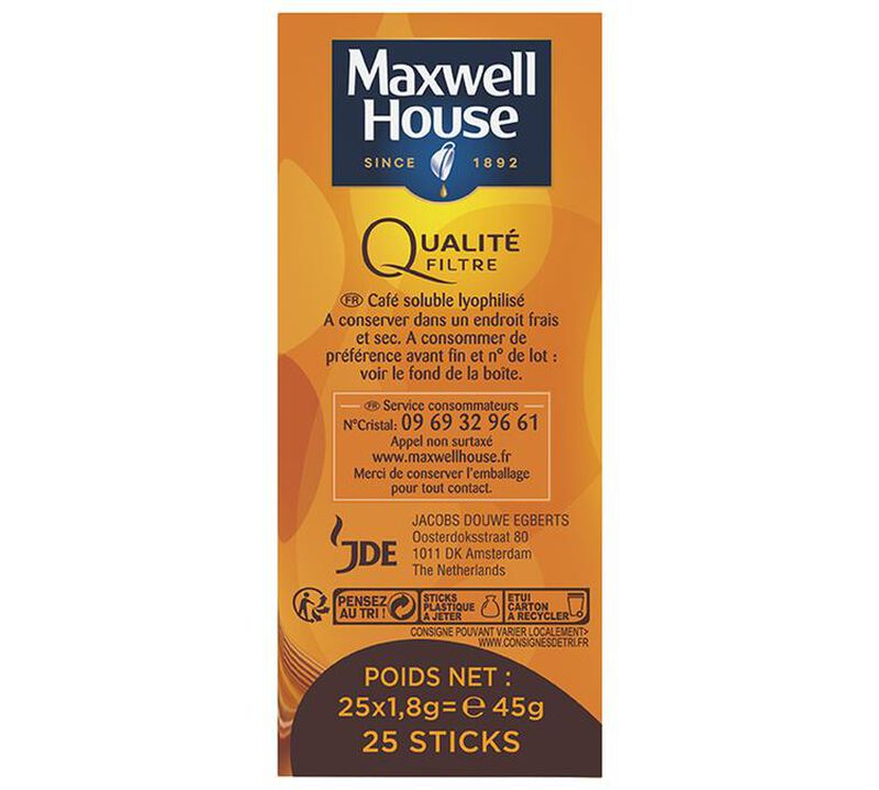 Maxwell House Filter Quality Instant Coffee - 25 sticks image number 2