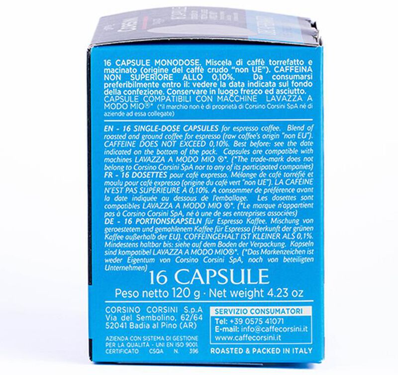 Lavazza A Modo Mio capsules Caff&egrave; Corsini Gran Riserva Decaffeinato x 16 Lavazza coffee pods image number 1
