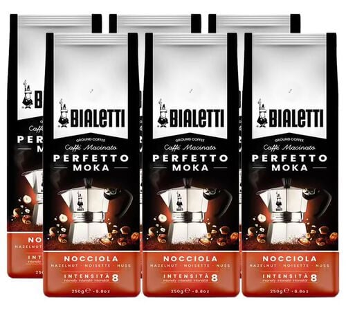 6 x 250 g - Caf&eacute; moulu - Perfetto Moka aromatis&eacute; noisette - BIALETTI