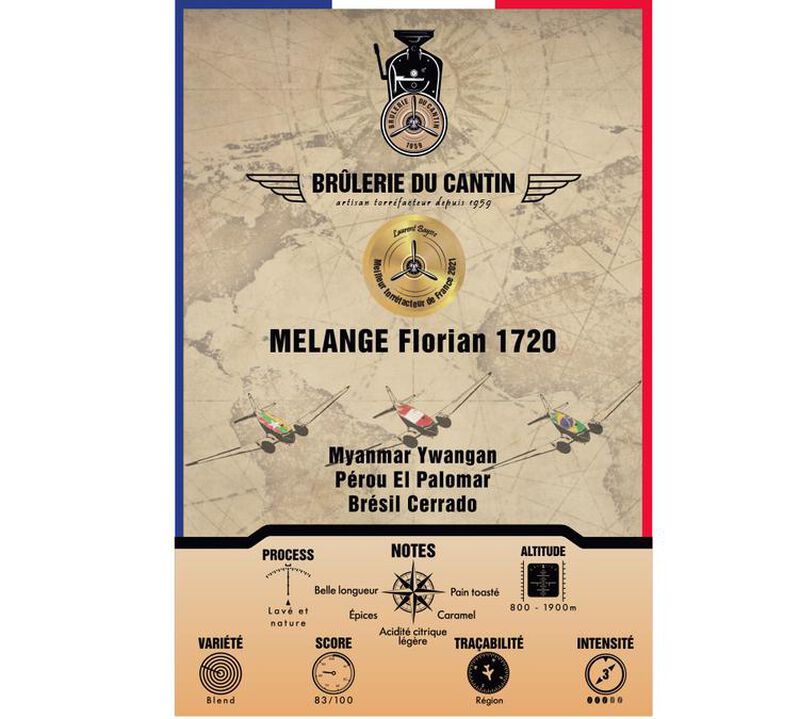 250 g - Caf&eacute; en grain - M&eacute;lange Florian 1720 100% Arabica - BR&Ucirc;LERIE DU CANTIN image number 1