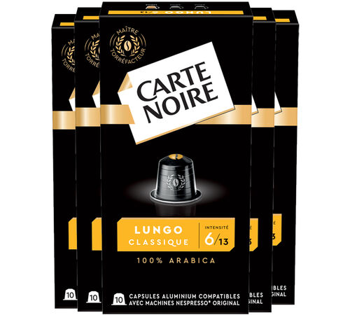 50 capsules compatibles Nespresso* Original Espresso Lungo n&deg;6 - CARTE NOIRE