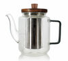 Th&eacute;i&egrave;re en verre 550 ml Gris fum&eacute; avec couvercle en bois acacia OGO Living image number 0