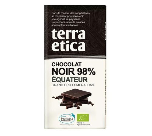 Tablette Chocolat Noir 98% Equateur Bio - 100 g - TERRA ETICA