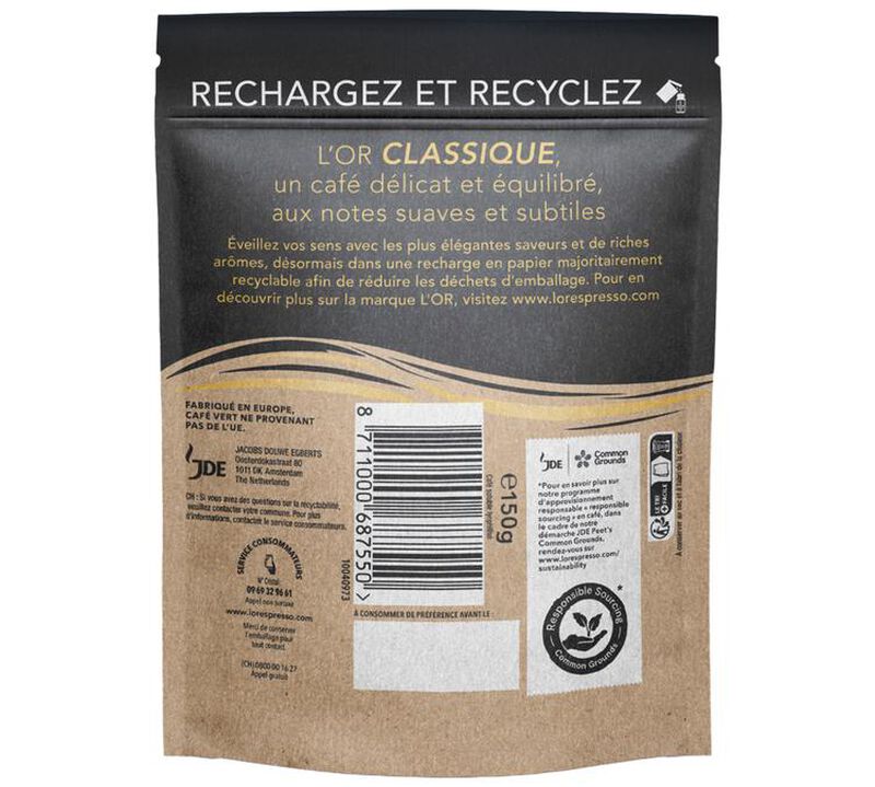 L&rsquo;OR Espresso - Caff&egrave; solubile - Classico Ricarica da 150 g image number 1