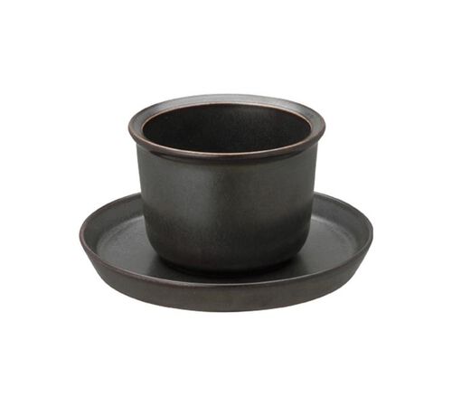 Tea Cup and Saucer "Leaves to Tea" in Black  - Kinto