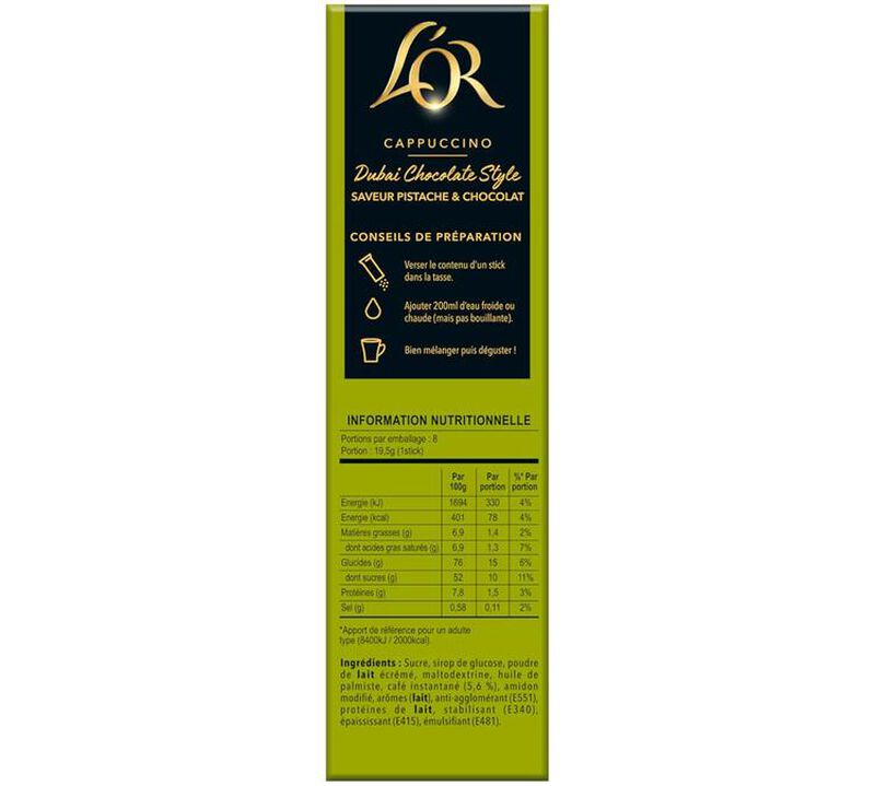 L'OR Dubai Chocolate Style Instant Cappuccino &ndash; 8 Sticks image number 2