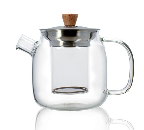 Glass teapot with stainless steel and wood lid 68cl - OGO Living