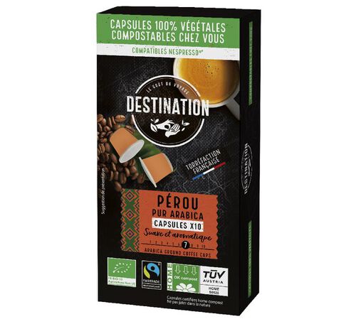 10 Nespresso* Original Compatible Capsules Peru Organic - DESTINATION