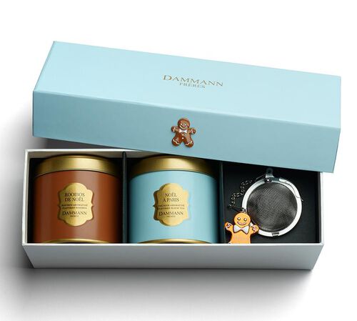 Dammann Frosty Christmas Tea Gift Set - No&euml;l &agrave; Paris and Rooibos - 2 x 40 g + 1 infuser