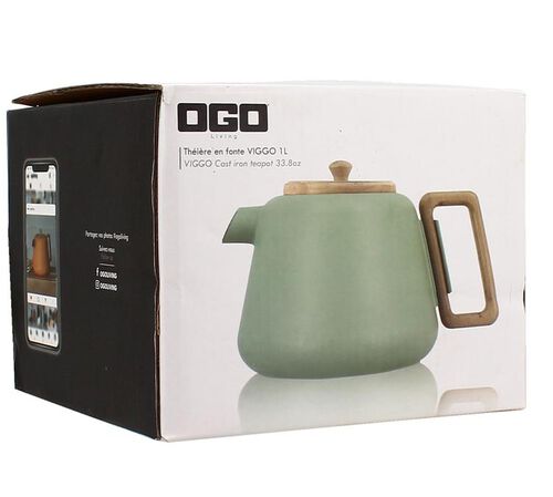 Th&eacute;i&egrave;re en fonte 1 Litre OGO LIVING Viggo vert amande image number 2