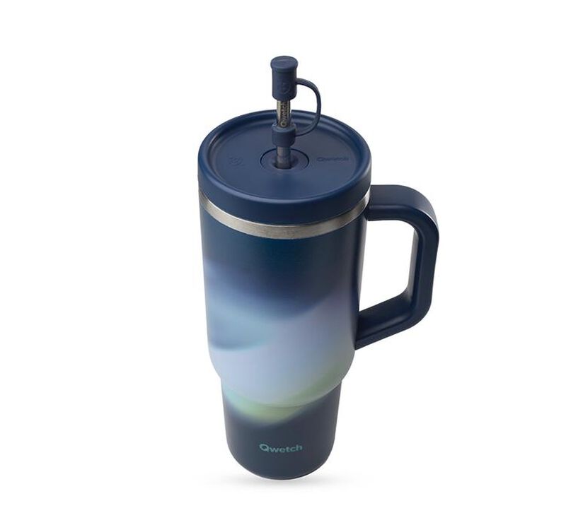 Qwetch Insulated Travel Water bottle with Straw - Aura Midnight Blue - 90 cl image number 2