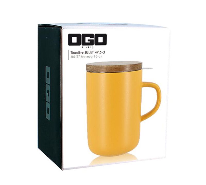 Ogo Living Juliet Stoneware Mug Acacia Lid with Strainer Yellow - 50cl image number 1