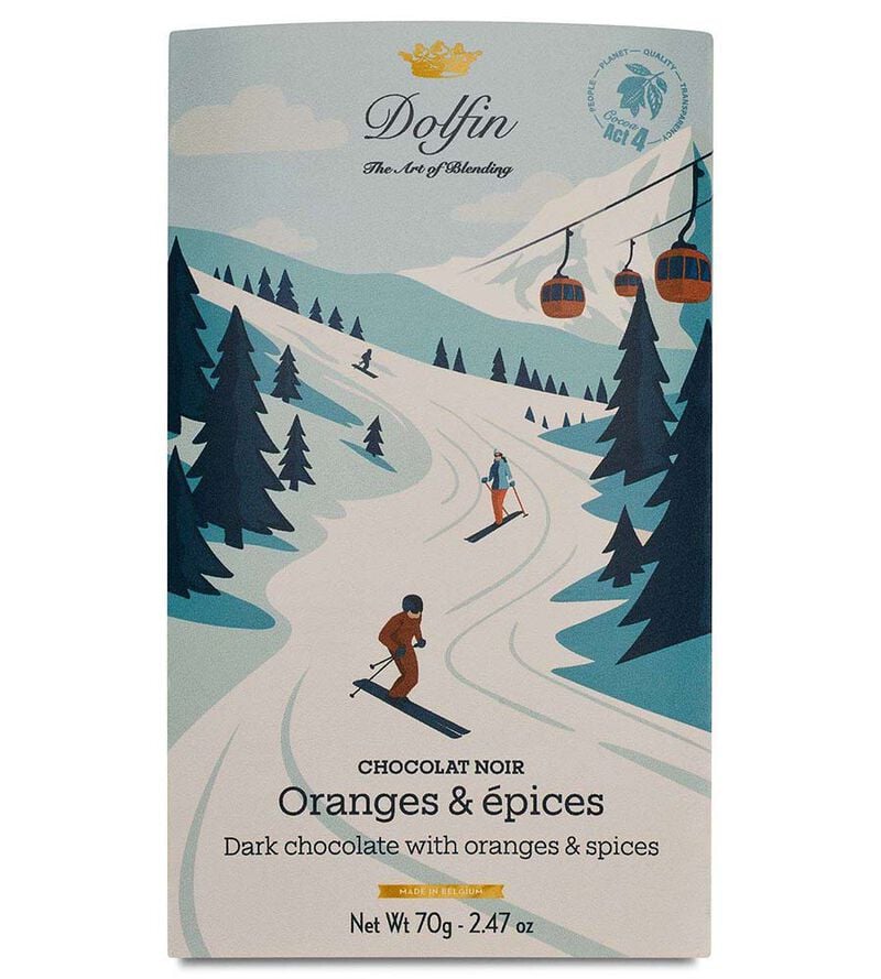 Tablette chocolat noir orange et &eacute;pices - 70 g - DOLFIN image number 0