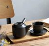 Tea Cup and Saucer "Leaves to Tea" in Black  - Kinto image number 1