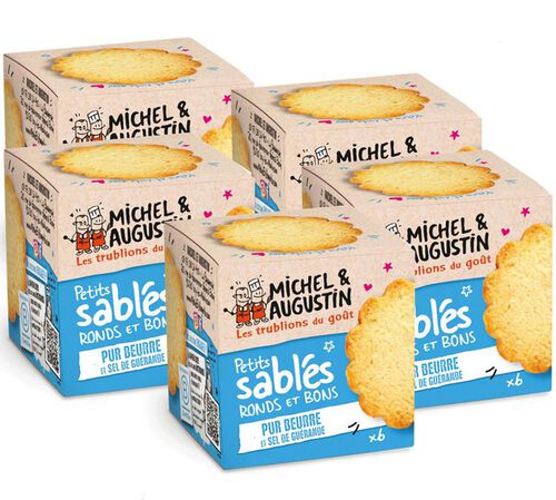 Lot Petits Sabl&eacute;s Sucr&eacute;s Beurre Sal&eacute; - 5 x 40 g - MICHEL & AUGUSTIN