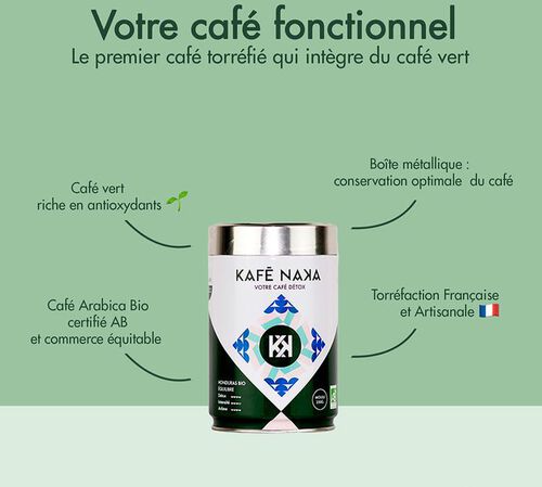 Kaf&eacute; Naka - Caff&egrave; macinato - Detox Bio Honduras - Barattolo da 250 g image number 1