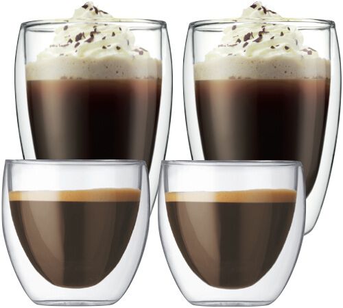 Bodum - 4 Bicchieri doppia parete - Pavina 8 cl e 35 cl