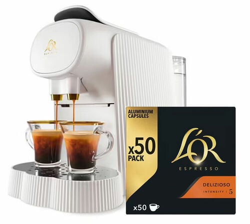 PHILIPS Machine &agrave; caf&eacute; Barista Alessi LM9012/08 Blanche + 50 capsules L'OR Espresso Delizioso OFFERTES
