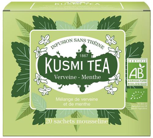Kusmi Tea Organic Mint Verbena Herbal Tea x 20 Tea Bags