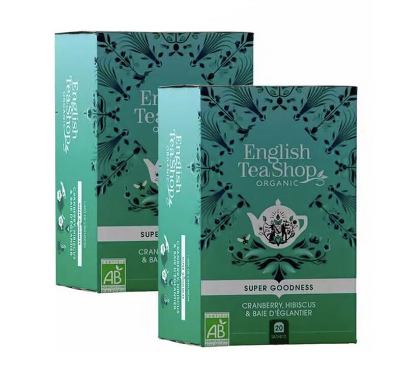 Pack Infusion Cranberry Hibiscus Eglantier Bio - 2 x 20 sachets - ENGLISH TEA SHOP image number 0