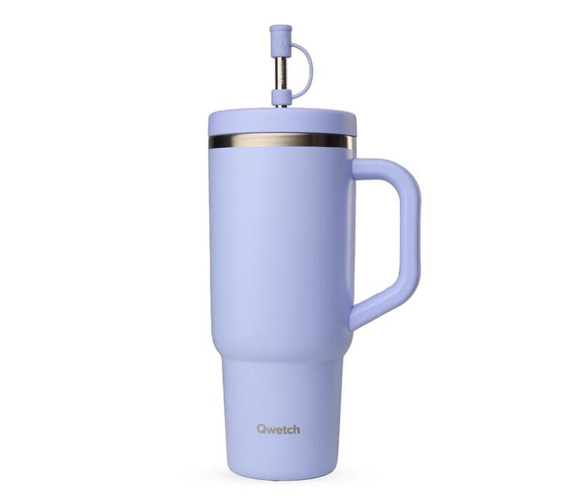 Gourde isotherme avec paille Travel cup glycine - 90 cl - QWETCH image number 0