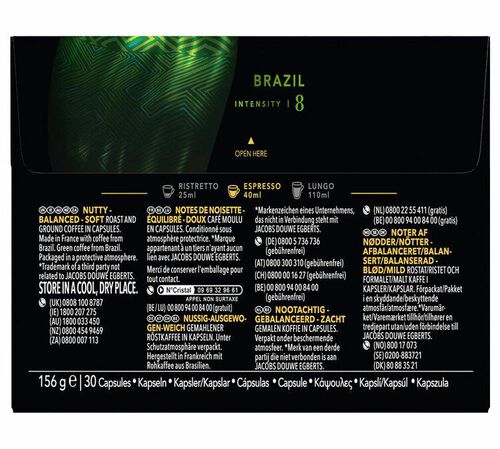 30 Nespresso* Original Compatible Capsules Brazil - L'OR ESPRESSO image number 1