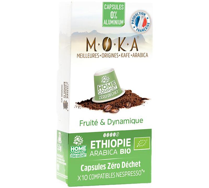 MOKA Ethiopie Organic & Biodegradable Nespresso&reg; Compatible Capsules x 10 image number 0
