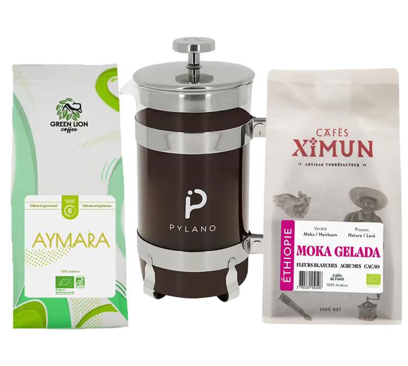 Pylano Cafeti&egrave;re 8-cups + Organic Coffee Discovery Pack - 2 x 250g image number 0