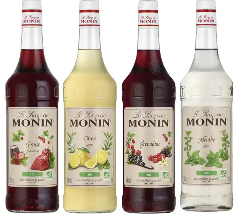 Assortiment 4 sirops bio fruits et menthe - 4 x 1 L - MONIN image number 0