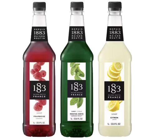 Trio de sirops pour l'&eacute;t&eacute; - 1883 Routin - Framboise Menthe Citron - 3 x 1 L