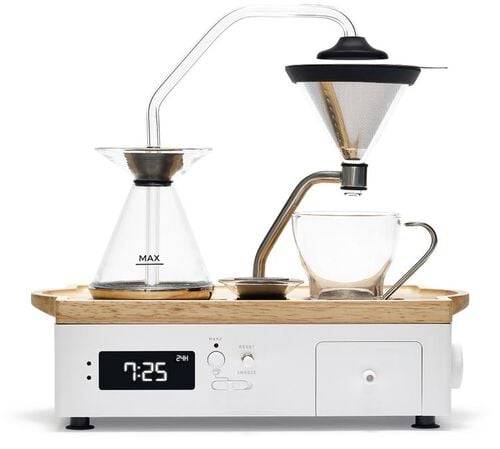 R&eacute;veil cafeti&egrave;re Barisieur - blanc en bois de noyer - 220V