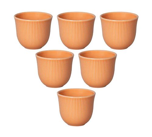 6 Tasses &agrave; caf&eacute; emboss&eacute;es 150 ml orange - LOVERAMICS