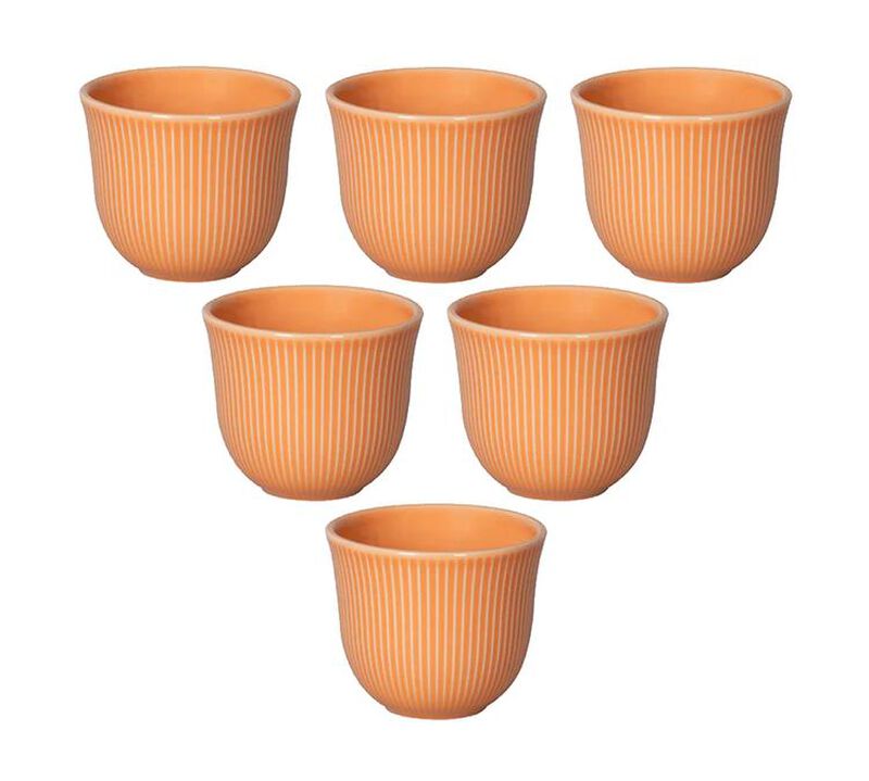 6 Tasses &agrave; caf&eacute; emboss&eacute;es 150 ml orange - LOVERAMICS image number 0