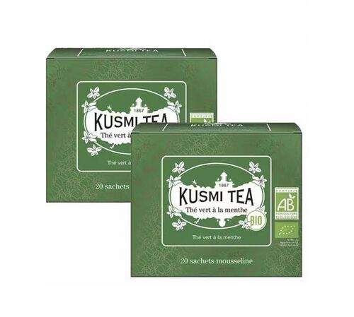 Pack Th&eacute; Vert &agrave; la Menthe Bio - 2 x 20 sachets - KUSMI TEA