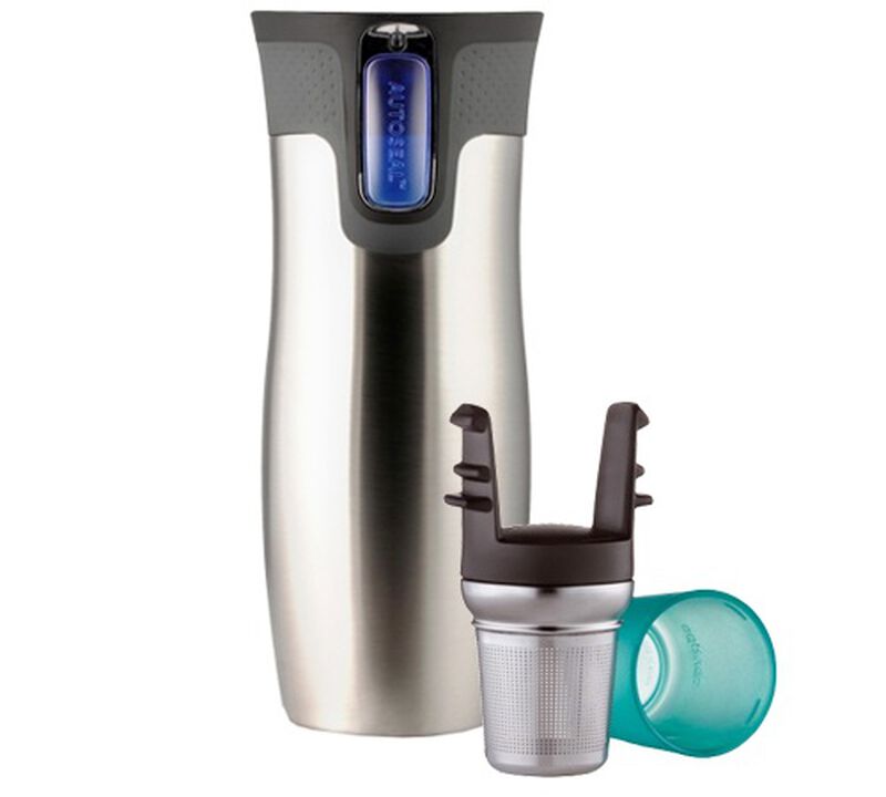 Mug isotherme Westloop argent 47 cl + infuseur &agrave; th&eacute; - CONTIGO image number 0