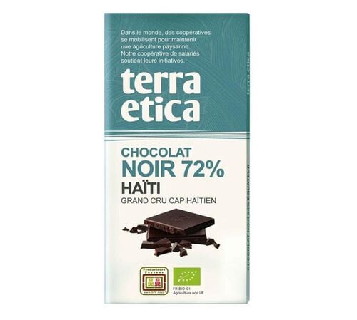 Tablette Chocolat Noir 72% Ha&iuml;ti Bio - 100 g - TERRA ETICA
