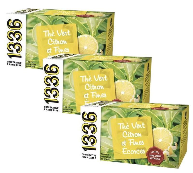 Pack Th&eacute; Vert Citron &Eacute;corces Fines - 3 x 20 sachets - 1336 (SCOP TI) image number 0