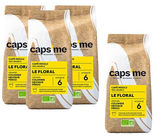 3+1 OFFERT - 800 g Caf&eacute; moulu Le floral - Caps me