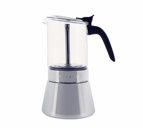 Cafeti&egrave;re italienne PYLANO Kiara inox et verre 9 tasses