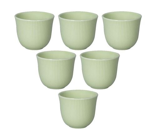 6 Tasses &agrave; caf&eacute; emboss&eacute; 150 ml vert- LOVERAMICS