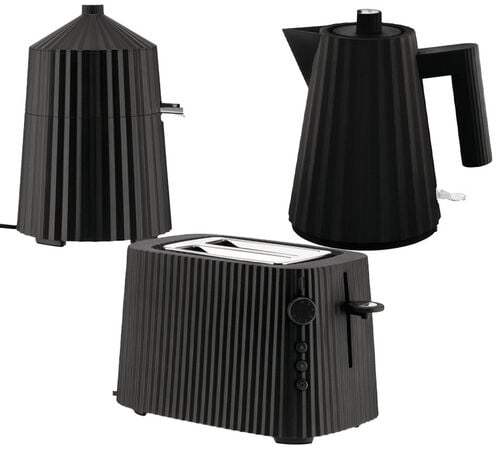 Set Petit-D&eacute;jeuner Gamme Pliss&eacute; Noir ALESSI