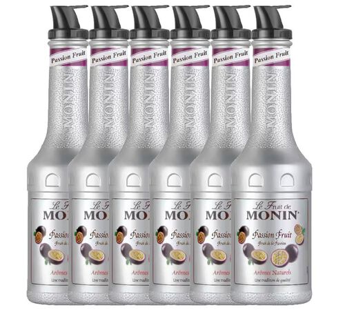Lot de 6 pur&eacute;es de Fruit de Monin - Fruit de la passion - 6 x1 L
