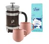 Pack of Pylano Cafeti&egrave;re 1L and Terra Mugs in Pink with Lugat Rose Diamond Ground Coffee - 250g image number 0