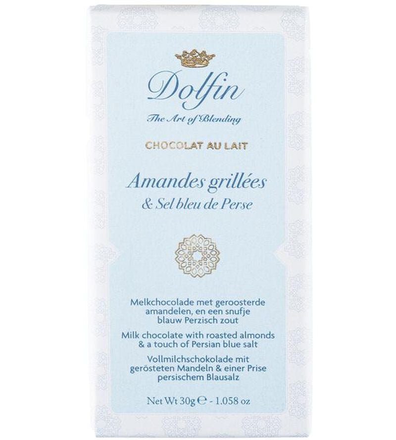Tablette Chocolat Lait Amandes Grill&eacute;es Sel Bleu de Perse - 30 g - DOLFIN image number 0