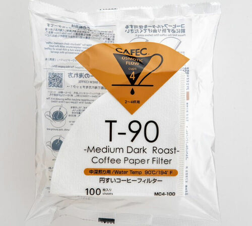 Cafec T90 Medium-Dark Roast Paper Filter 4 Cups x 100